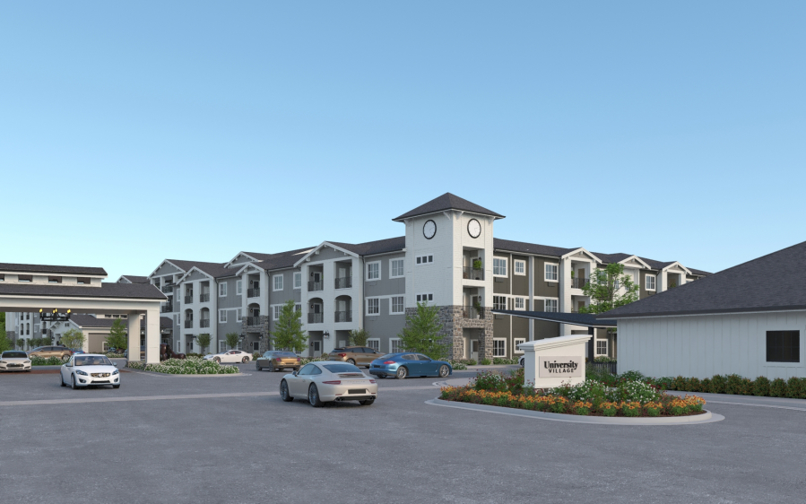 Concept art from Koelsch Communities shows the planned design of a new senior living facility in Salmon Creek called University Village. The $108 million project broke ground in January and is targeted  to open 2022.