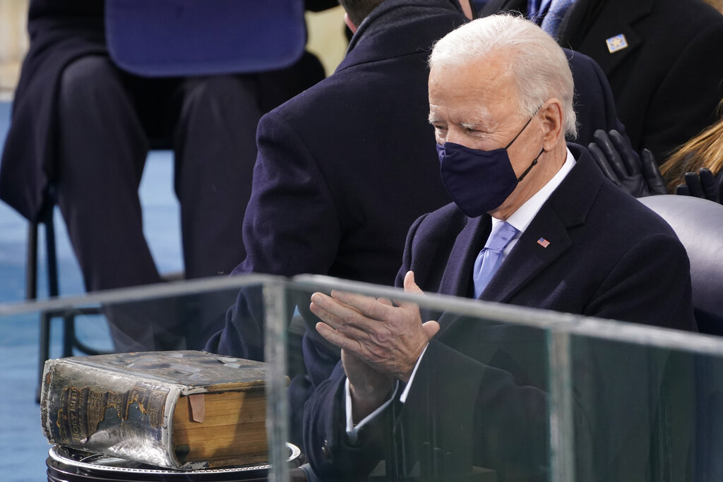 President-elect Joe Biden arrives to be sworn in as 46th president of the United States during the 59th Presidential Inauguration at the U.S. Capitol in Washington, Wednesday, Jan. 20, 2021.