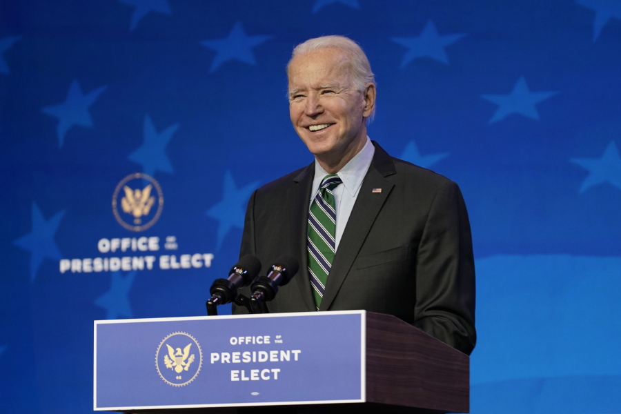 President-elect Joe Biden speaks Saturday at an event at The Queen theater in Wilmington, Del.
