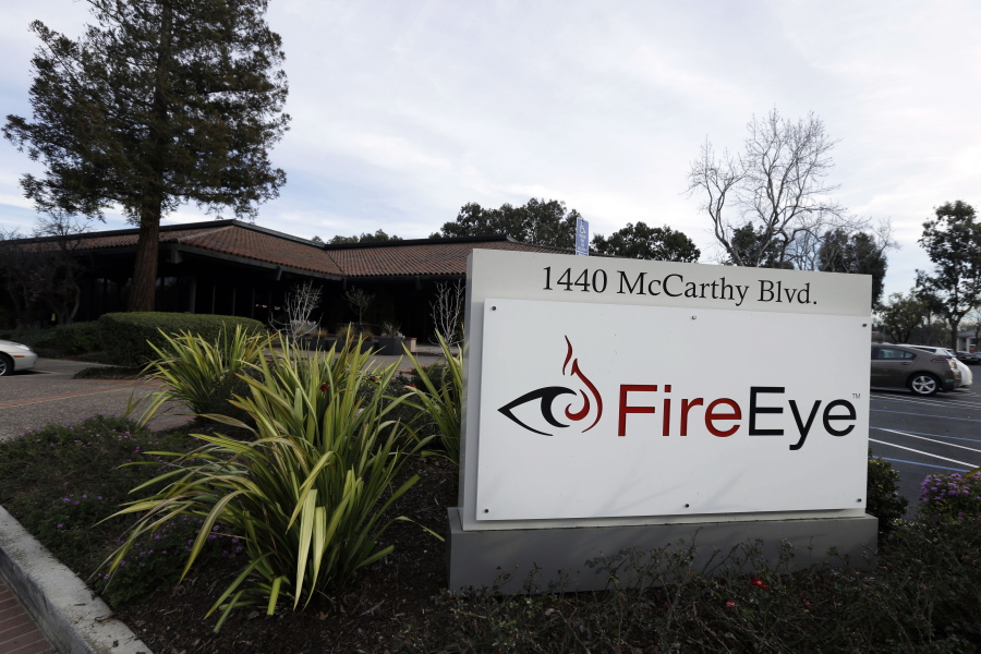 FILE  - This Wednesday, Feb. 11, 2015 file photo shows FireEye offices in Milpitas, Calif. Experts say it&#039;s going to take months to kick elite hackers widely believed to be Russian out of U.S. government networks. The hackers have been quietly rifling through those networks for months in Washington&#039;s worst cyberespionage failure on record.  FireEye is the cybersecurity company that discovered the worst-ever intrusion into U.S. agencies and was among the victims. It has already tallied dozens of casualties. It&#039;s racing to identify more.