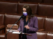 Rep. Jaime Herrera Beutler, R-Battle Ground, speaks on the House floor Wednesday morning. She said Tuesday night that she will vote to impeach President Donald Trump.