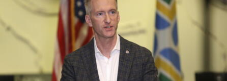 FILE - In this Aug. 30, 2020 file photo Portland Mayor Ted Wheeler speaks during a news conference. On Monday, Jan.