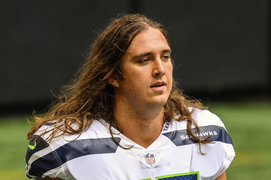 Seahawks offensive tackle Chad Wheeler (75) is no longer a member of the team following his arrest last weekend for domestic violence.