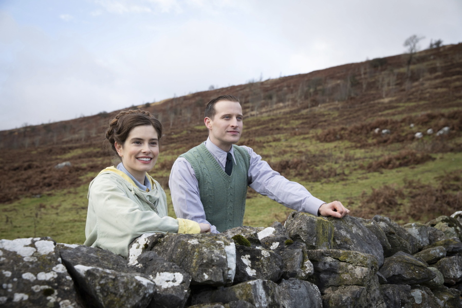 This image released by PBS shows Rachel Shenton and Nicholas Ralph, right, in a scene from &quot;All Creatures Great and Small on MASTERPIECE.&quot; The seven-part series based on James Herriot&#039;s adventures as a veterinarian in 1930&#039;s Yorkshire premieres on Sunday.