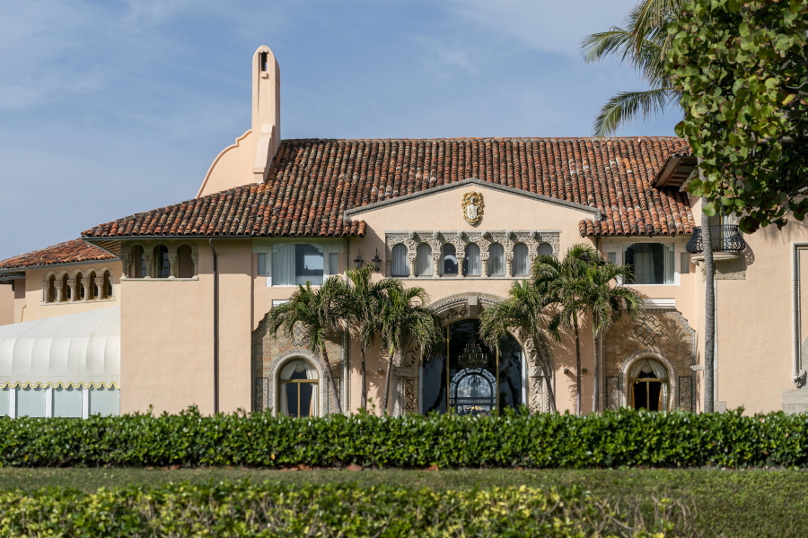 FILE - In this Monday, Jan. 18, 2021, file photo, is Mar-a-Lago in Palm Beach, Fla. Former President Donald Trump has been living at his Mar-a-Lago club since leaving office last week -- a possible violation of a 1993 agreement he made with the Town of Palm Beach that limits stays to seven consecutive days. Town Manager Kirk Blouin said in a brief email Thursday, Jan. 28, that Palm Beach is examining its options and the matter might be discussed at the town council&#039;s February meeting.