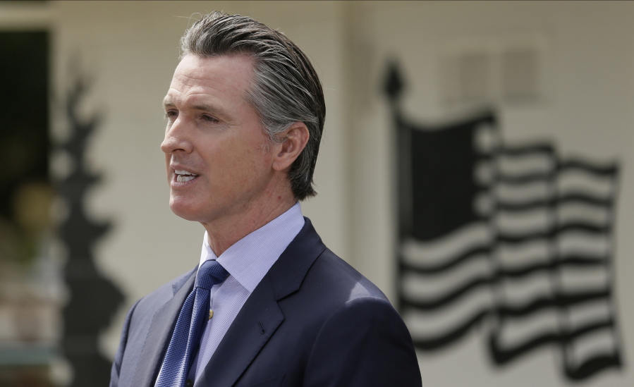 FILE - In this Friday, May 22, 2020, file photo, California Gov. Gavin Newsom speaks during a news conference at the Veterans Home of California in Yountville, Calif. A federal appeals court has denied a Southern California church&#039;s request to overturn the state&#039;s coronavirus restrictions barring worship services indoors during the coronavirus pandemic. The Sacramento Bee says Friday, Jan. 22, 2021, ruling by the 9th U.S. Circuit Court of Appeals leaves the door open for addressing Gov. Gavin Newsom administration&#039;s limits on church attendance if a California county is in a less-restrictive COVID-19 tier.
