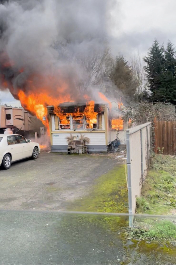 Two people were injured in a mobile home fire Saturday afternoon after a propane tank exploded inside the residence in Vancouver&#039;s Rose Village neighborhood.