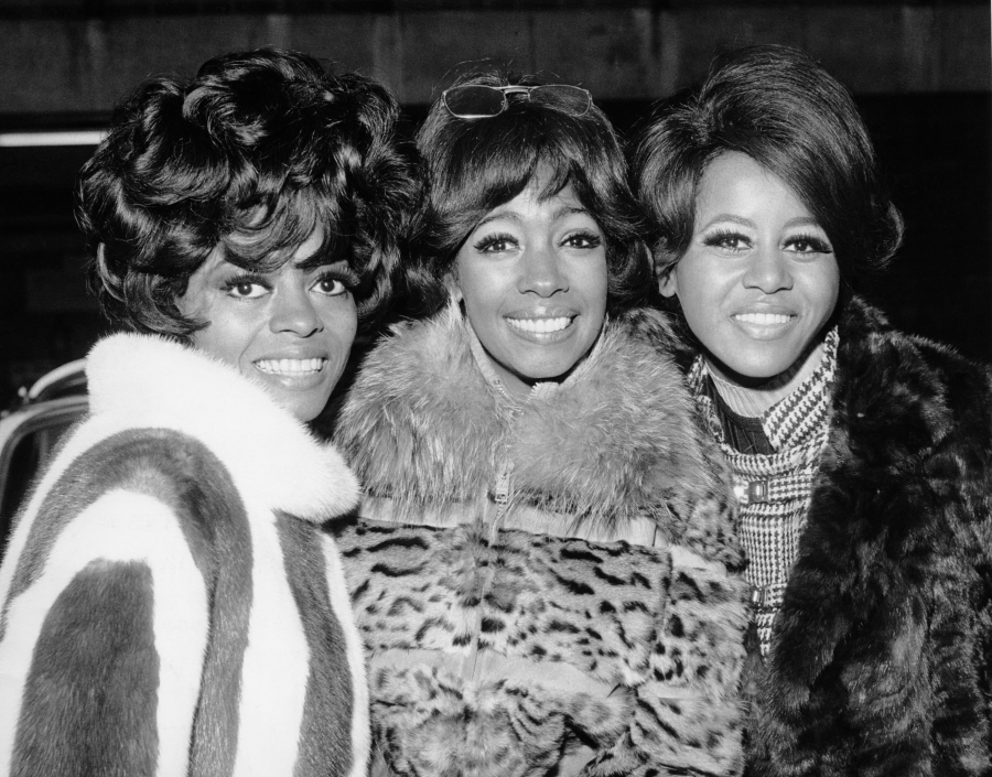 The Supremes, from left, Diana Ross, Mary Wilson, and Cindy Birdsong, attend a reception in their honor Jan. 23, 1968, in EMI House, London.