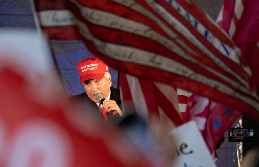 Attorney L. Lin Wood addresses supporters of President Donald Trump during a &quot;Stop the Steal&quot; rally in Alpharetta, Ga., on Dec. 2, 2020.