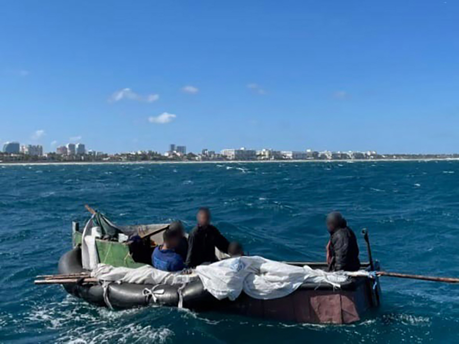 Station Lake Worth Inlet, off the coast of Florida, rescued five males aboard a small man-made raft, due to safety of life at sea concerns, two miles southeast of Lake Worth Inlet. The men stated they had been at sea for 16 days since leaving Cuba. (U.S.