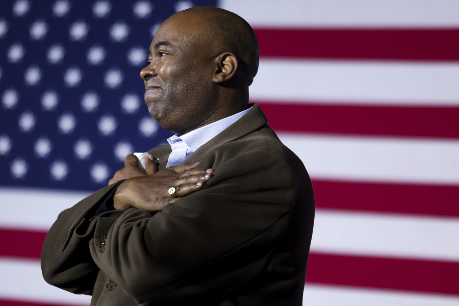 Democratic Senate candidate Jaime Harrison thanks his supporters after conceding to his opponent, incumbent Sen. Lindsey Graham (R-SC), on Nov. 3, 2020 in Columbia, South Carolina. Graham won a fourth term in the senate with his reelection tonight.