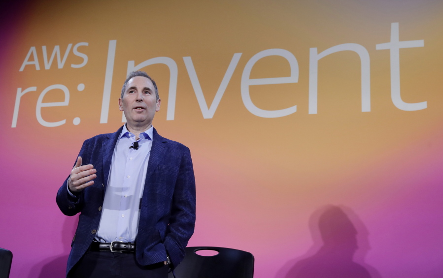FILE - In this Dec. 5, 2019, file photo, AWS CEO Andy Jassy, discusses a new initiative with the NFL during AWS re:Invent 2019 in Las Vegas. Amazon announced Tuesday, Feb. 2, 2021, that Jeff Bezos would step down as CEO later in the year, leaving a role he&#039;s had since founding the company nearly 30 years ago. Amazon says Bezos will be replaced in the summer by Jassy, who runs Amazon&#039;s cloud business.