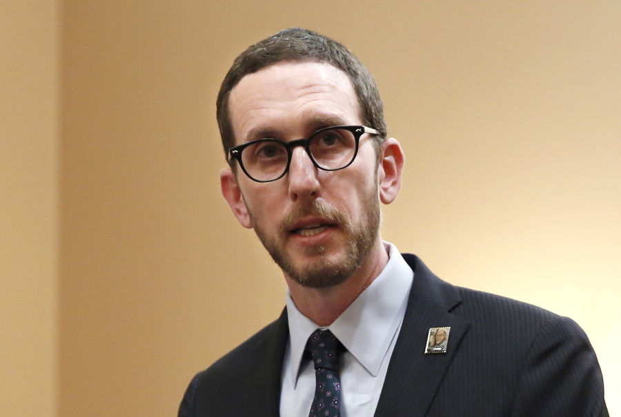 FILE - In this Jan. 21, 2020, file photo, state Sen. Scott Wiener, D-San Francisco, speaks at a news conference in Sacramento, Calif. On Tuesday, Feb. 23, 2021, a federal judge ruled California could enforce a 2018 net neutrality law. The law, authored by Wiener, aims to prevent internet service providers from intentionally slowing down internet speeds, among other things.