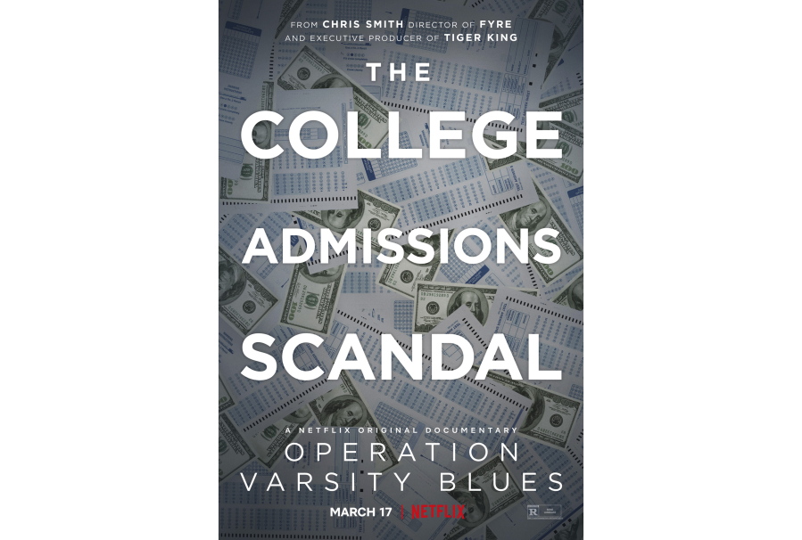 This image released by Netflix shows key art for &quot;Operation Varsity Blues,&quot; a documentary about the college admissions scandal, premiering March 17.