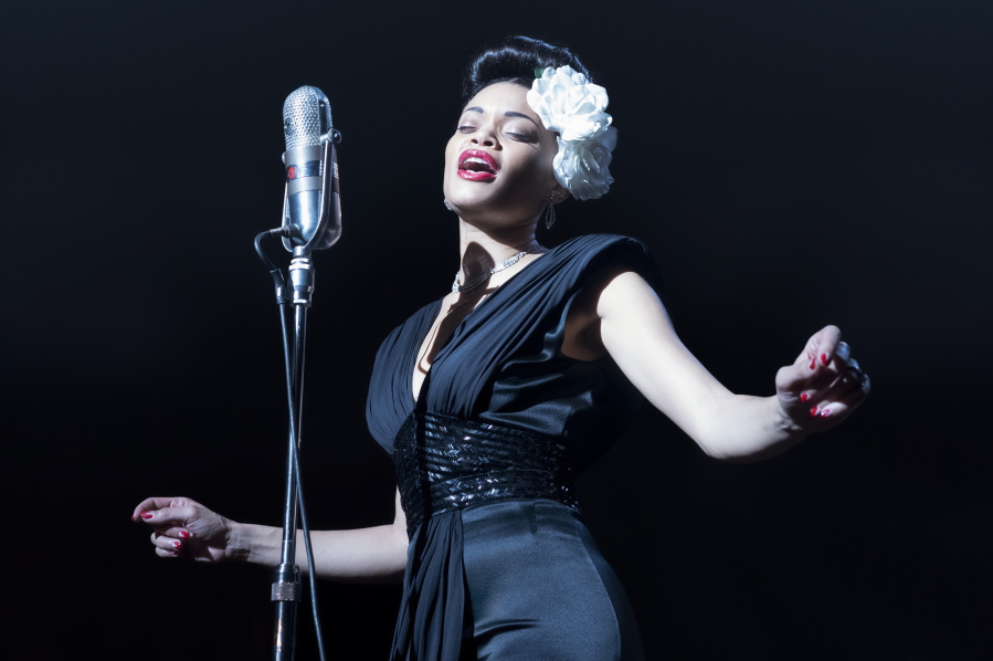 This image released by Paramount Pictures shows Andra Day in &quot;The United States vs Billie Holiday.&quot; (Takashi Seida/Paramount Pictures via AP)