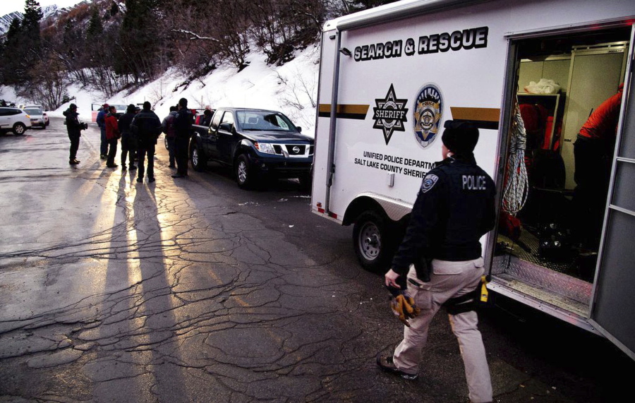 Salt Lake County Sheriff Search and Rescue crews respond to the top of Millcreek Canyon where four skiers died in an avalanche Saturday, Feb. 6, 2021, near Salt Lake City. Four other skiers were injured, authorities said. The Unified Police Department told local media that it was alerted to the avalanche about 11:40 a.m. after receiving a faint distress call from an avalanche beacon in the canyon. The skier-triggered avalanche swept up eight people in their early twenties to late thirties who were in two groups touring the backcountry, Unified Police Sgt. Melody Cutler told the Salt Lake Tribune.