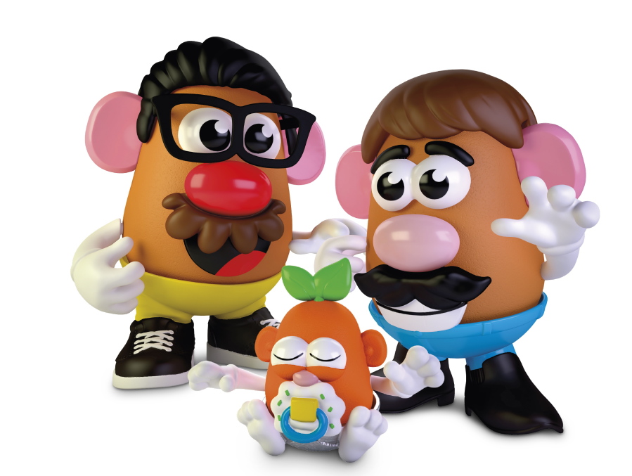 This photo provided by Hasbro shows the new Potato Head world.  Mr. Potato Head is no longer a mister. Hasbro, the company that makes the potato-shaped plastic toy, is giving the spud a gender neutral new name: Potato Head. The change will appear on boxes this year.