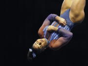 Jordan Chiles performs in the floor exercise during the Winter Cup gymnastics competition Saturday at Indianapolis.