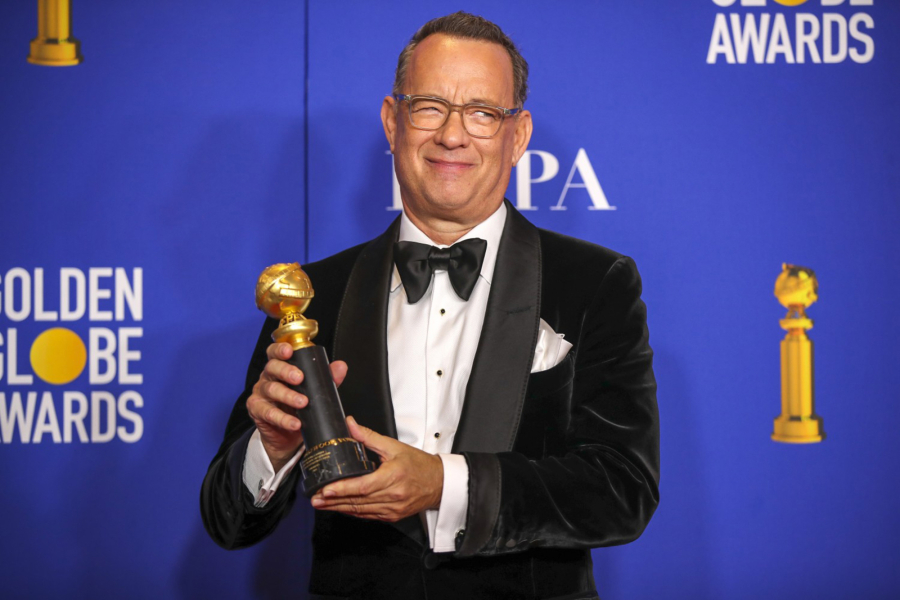 Cecil B. deMille Award winner, Tom Hanks in the photo deadline room at the 77th Golden Globe Awards at the Beverly Hilton on Jan.5, 2020. (Allen J.