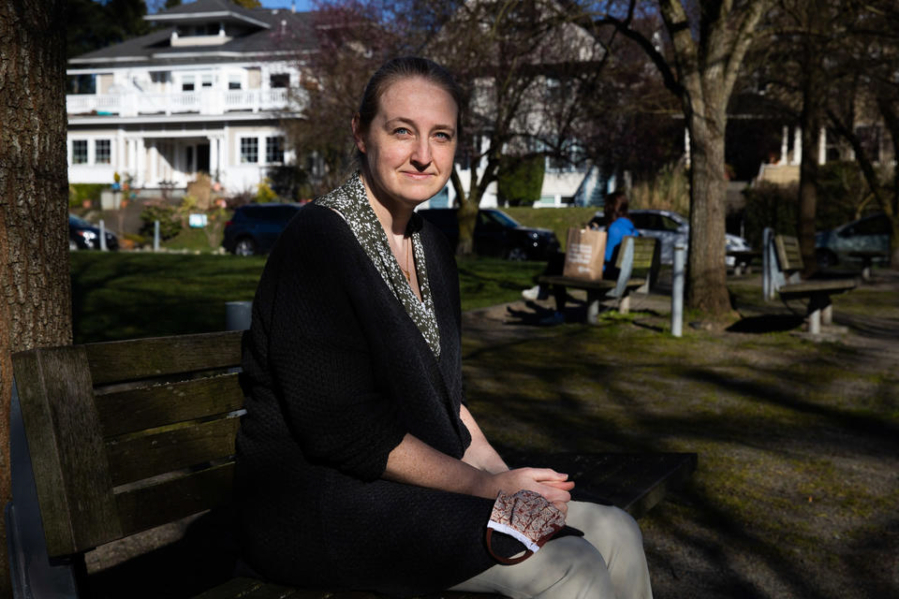 Dr. Rebecca Hendrickson works in Psychiatry, studying PTSD at the University of Washington. Photographed at Seven Hills Park in Seattle&#039;s Capitol Hill neighborhood on March 11, 2021. (Matt M.