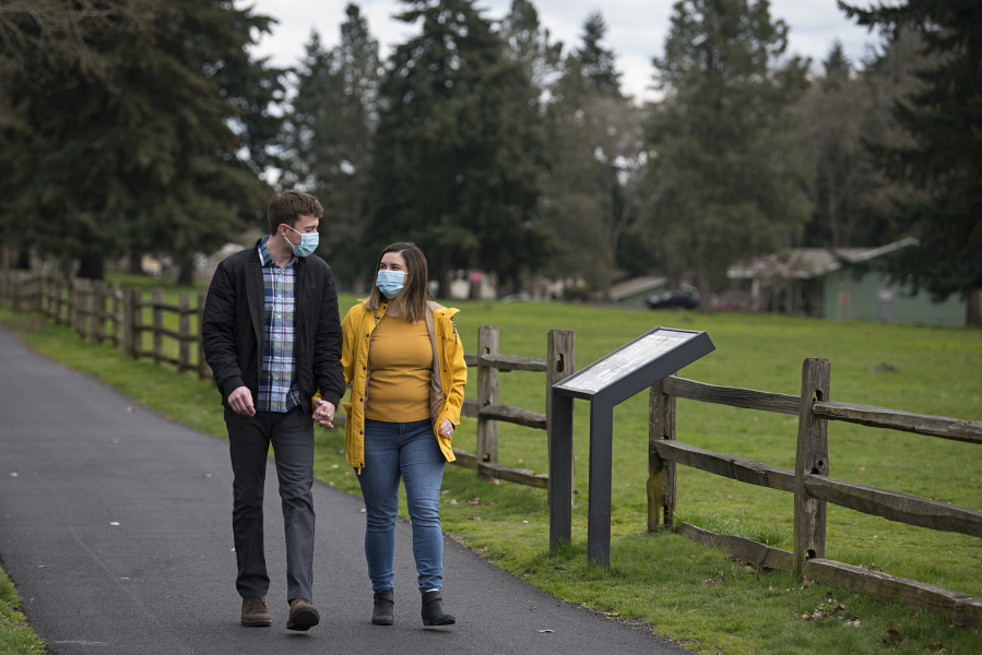 Chris Cour and Ilana Brown began dating during the pandemic. They took lots of walks together, sometimes at Fort Vancouver Historic Site, pictured here, because activities were closed due to COVID-19 concerns.