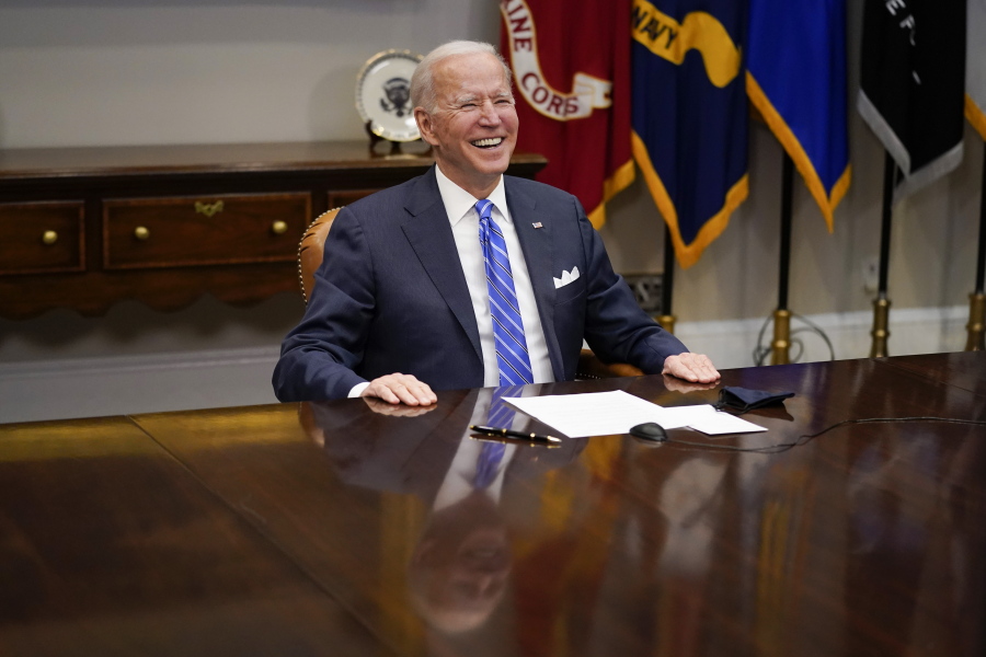President Joe Biden congratulates NASA&#039;s Jet Propulsion Laboratory Mars 2020 Perseverance team for successfully landing on Mars during a virtual call in the Roosevelt Room at the White House, Thursday, March 4, 2021.