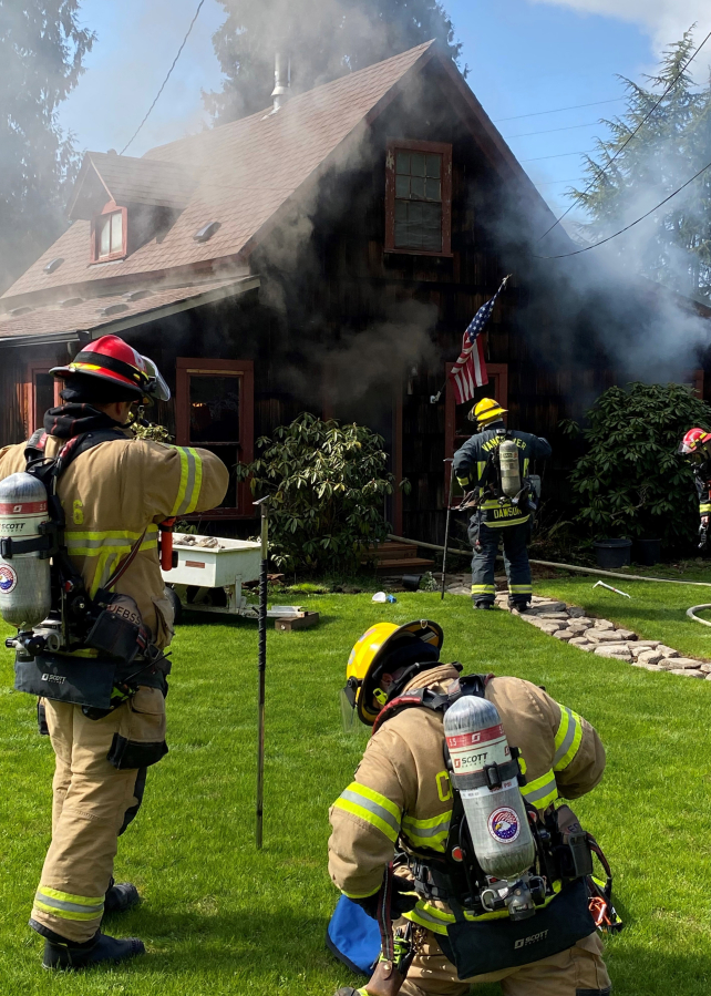 Clark County Fire District 6 crews were dispatched at 2:42 p.m. Tuesday to the 5700 block of Alki Road in West Hazel Dell for a report of a residential fire. The house that caught fire, which was originally built more than a century ago, may be salvageable, a fire spokesman said.
