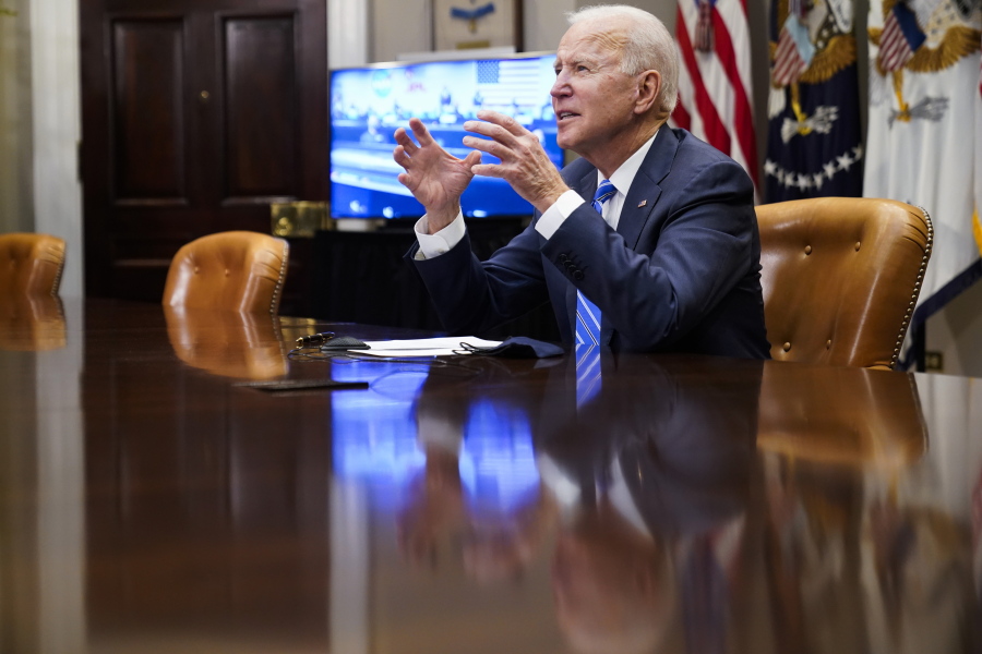 President Joe Biden congratulates NASA&#039;s Jet Propulsion Laboratory Mars 2020 Perseverance team for successfully landing on Mars during a virtual call in the Roosevelt Room at the White House, Thursday, March 4, 2021.