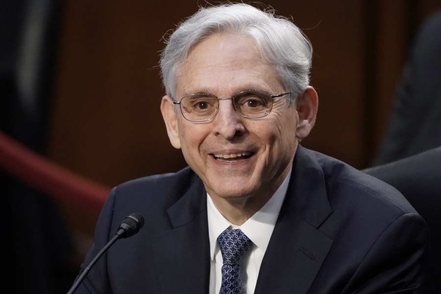 Judge Merrick Garland, nominee to be Attorney General, is sworn in at his confirmation hearing before the Senate Judiciary Committee, Monday, Feb. 22, 2021 on Capitol Hill in Washington.
