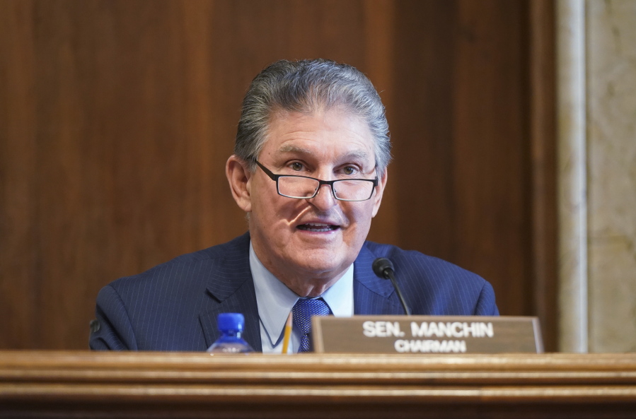 Sen. Joe Manchin, D-W.Va., speaks during a Senate Committee on Energy and Natural Resources hearing on the nomination of Rep. Debra Haaland, D-N.M., to be Secretary of the Interior on Capitol Hill in Washington, Wednesday, Feb. 24, 2021.