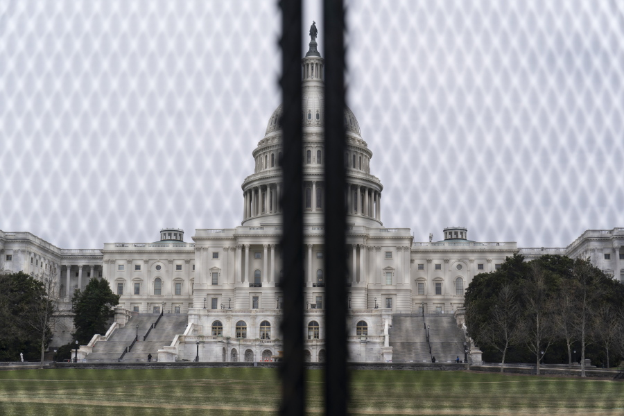 An inner perimeter anti-scaling fence is around the U.S. Capitol, Tuesday, March 16, 2021, in Washington.