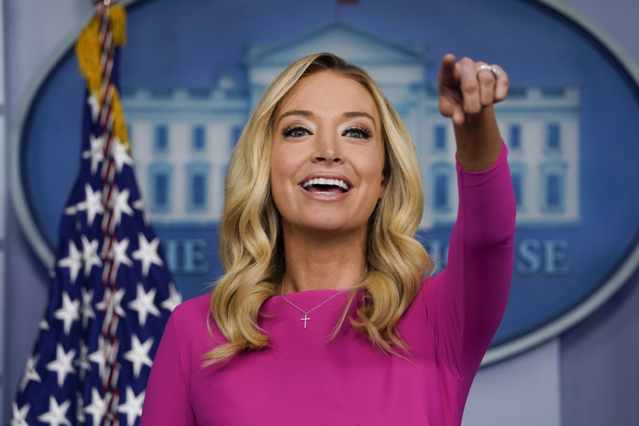 FILE - In this Dec. 2, 2020 file photo, White House press secretary Kayleigh McEnany speaks during a briefing at the White House in Washington. McEnany has signed on as a Fox News contributor.