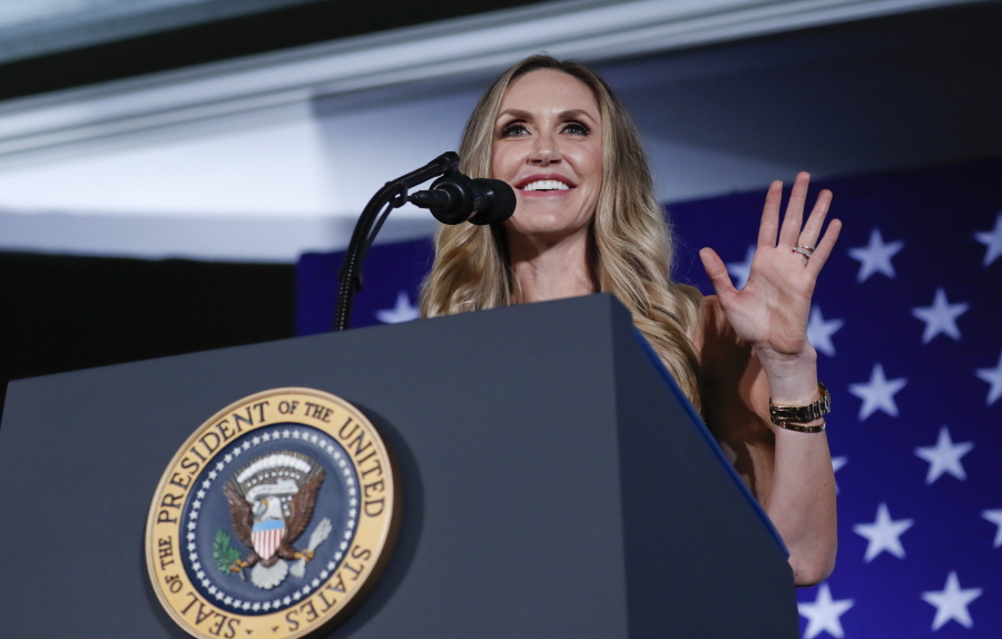 FILE - In this Aug. 31, 2018 file photo, Lara Trump, President Donald Trump&#039;s daughter-in-law, speaks at a Republican fundraiser at the Carmel Country Club in in Charlotte, N.C.  The former president&#039;s daughter-in-law, Lara Trump, is eyeing the North Carolina Senate seat being vacated by Republican Richard Burr. While many in the state are skeptical she will move forward, an entrance into the race would set up a crucial test of whether Donald Trump&#039;s popularity among Republicans, which remains massive more than a month after leaving office, can translate to others.