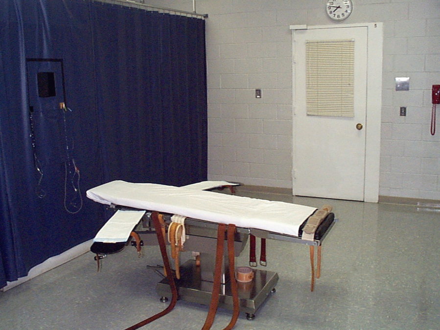 FILE - This undated file photo provided by the Virginia Department of Corrections shows the execution chamber at the Greensville Correctional Center in Jarratt, Va. Virginia Gov. Ralph Northam scheduled a tour Wednesday, March 24, 2021, of the death chamber at the Greensville Correction Center, then planned to sign the landmark legislation.