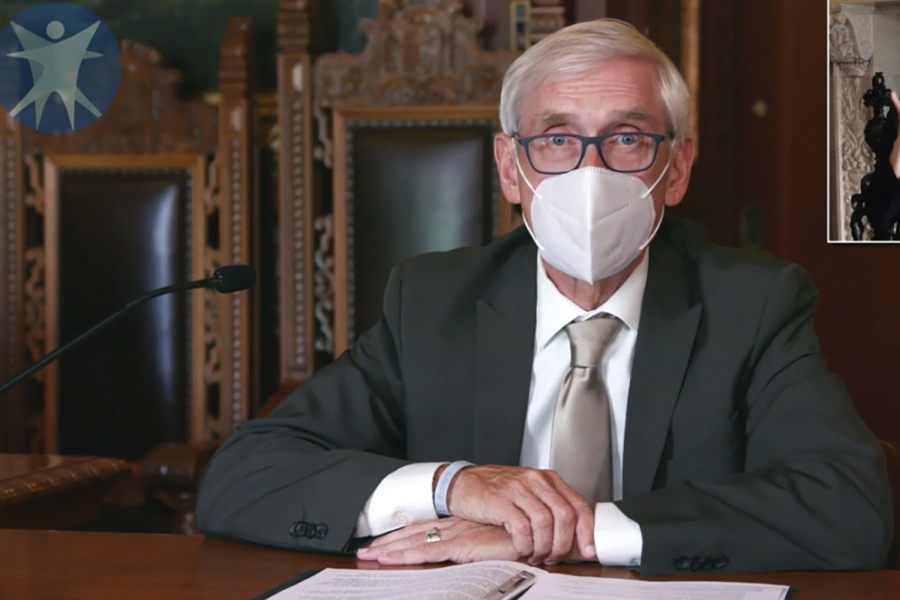 FILE - This July 30, 2020, image taken from video by the Wisconsin Department of Health Services shows Wisconsin Gov. Tony Evers in Madison, Wis. The Wisconsin Supreme Court on Wednesday, March 31, 2021, struck down Gov. Evers&#039; statewide mask mandate, ruling that the Democrat exceeded his authority by issuing the order. The 4-3 ruling from the conservative-controlled court is the latest legal blow to attempts by Evers to control the coronavirus.