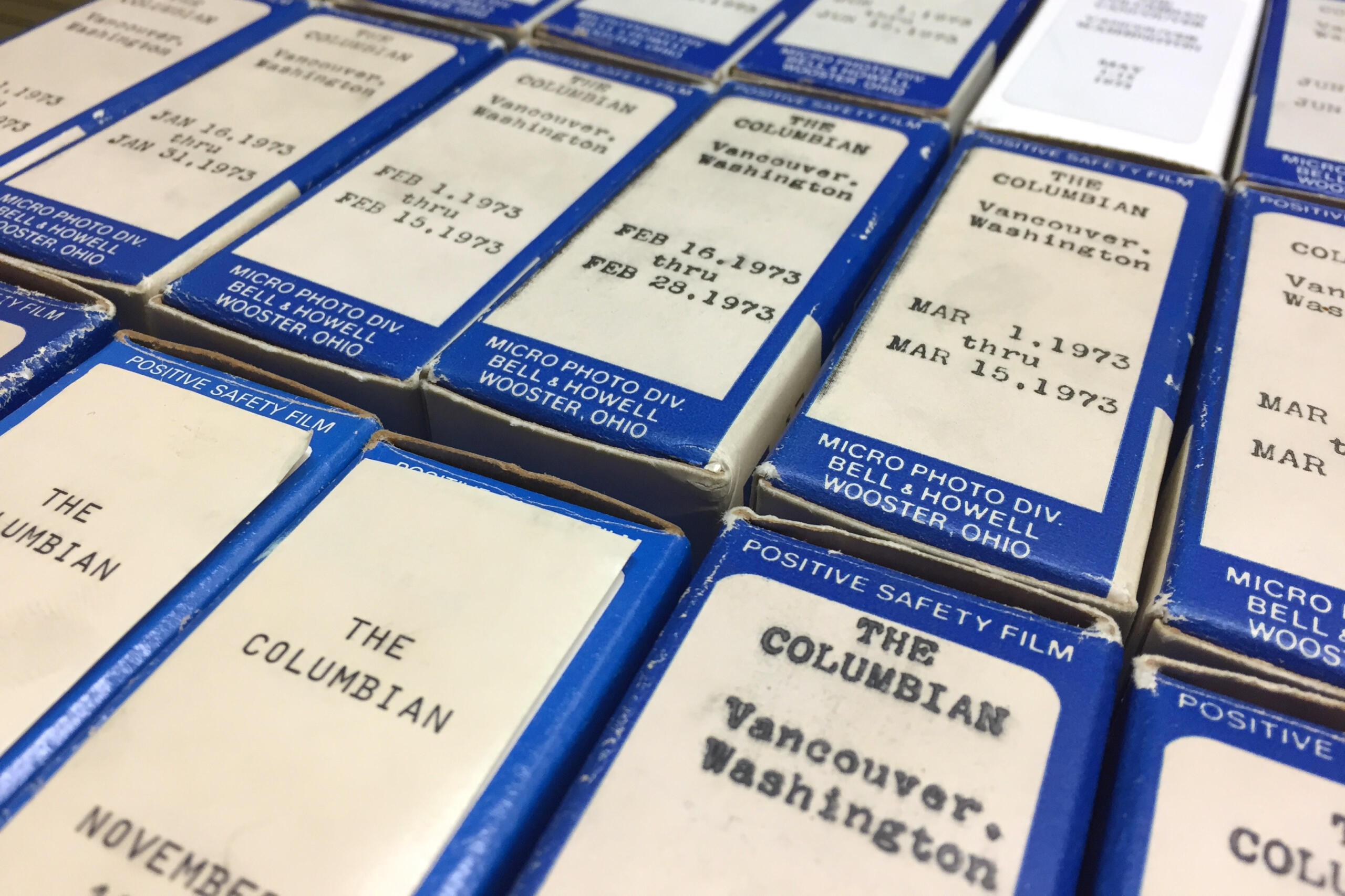 Decades of issues of The Columbian can be found on microfilm in the archives.