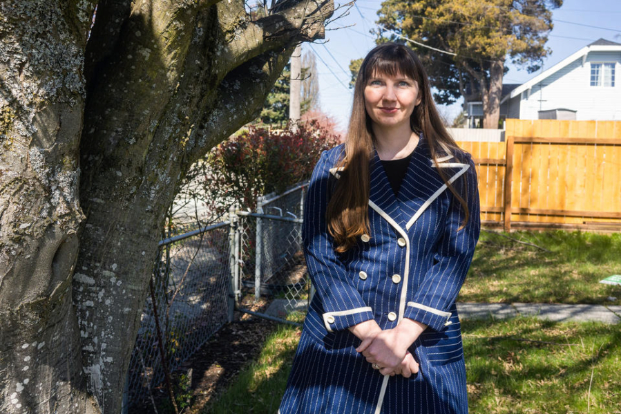 Leah Griffin, a sexual assault victim advocate who is working closely with  Rep. Tina Orwall to clear Washington state&#039;s backlog of rape kits, photographed at her home in White Center on March 31, 2021. (Matt M.