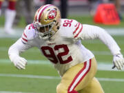 Defensive end Kerry Hyder signed a two-year, $6.5 million deal in March 2021 with the Seattle Seahawks after posting the best season of his career last year with San Francisco. (AP Photo/Ross D.