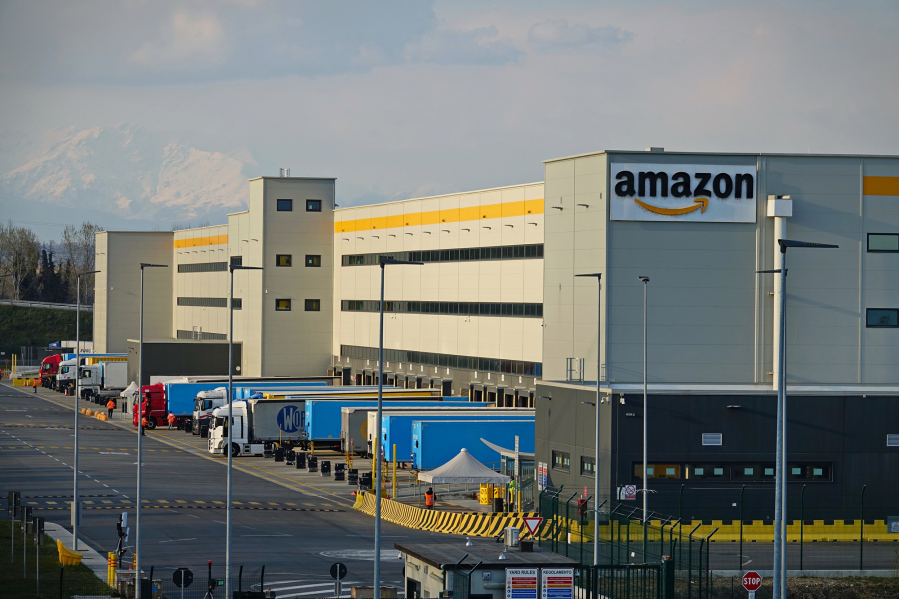 Amazon distribution center in Torrazza, Italy. Top U.S. lawmakers say the digital service tax adopted by countries like Italy unfairly targets top American tech companies.