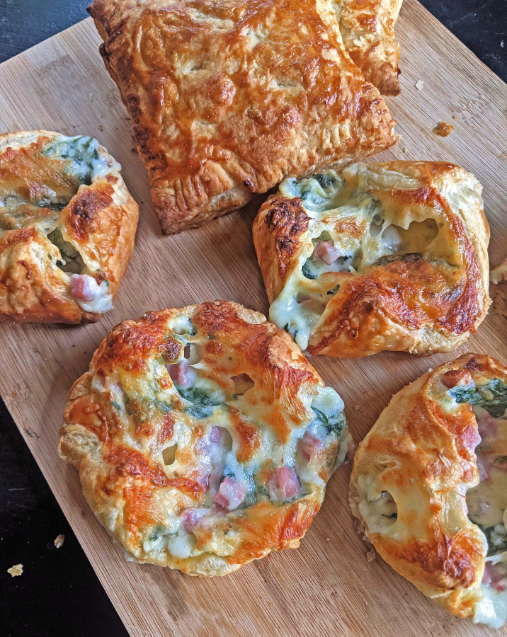 Turn your leftovers into savory tarts filled with spinach, Swiss cheese and diced ham.