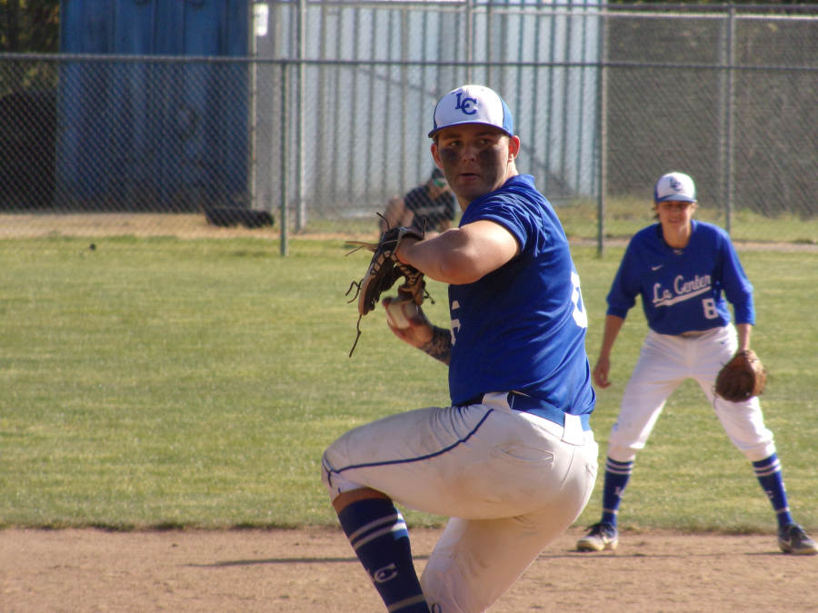 Tom Lambert pitched a complete-game in leading La Center to a 5-2 win over King's Way Christian in the first game of a doubleheader on Tuesday in La Center.