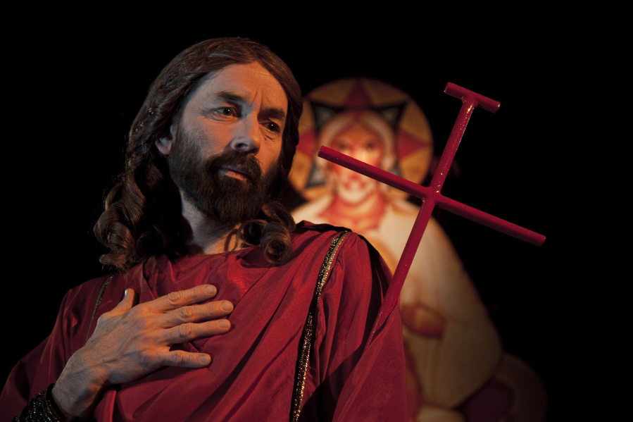 &quot;It&#039;s a very intimate experience,&quot; said Leonardo Defilippis, here portraying Jesus, of the direct eye contact he usually has with small, spellbound audiences. (Contributed by St.