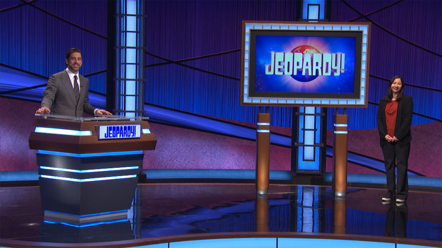 CAMAS: Jennifer Leong Evans, a stay-at-home mom from Camas, placed third on a "Jeopardy!" episode that aired on April 9 with guest host Aaron Rodgers, a quarterback for the Green Bay Packers.
