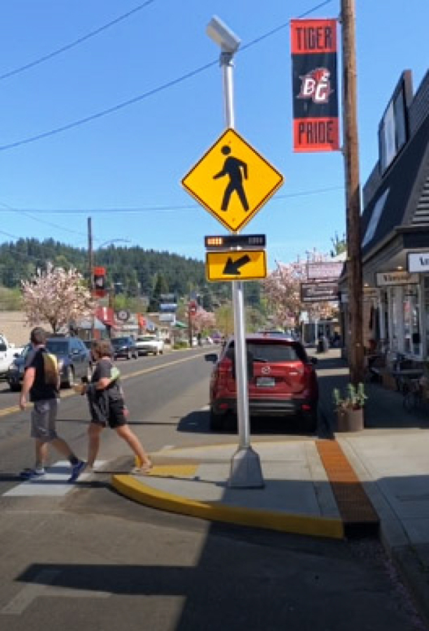 BATTLE GROUND: A new pedestrian signal was installed on East Main Street between Northeast Clark and Fourth avenues.