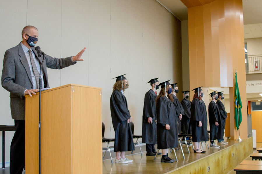 WOODLAND: Woodland High School's Assistant Principal Dan Uhlenkott stepped in to deliver the commencement address and introduce the graduates.