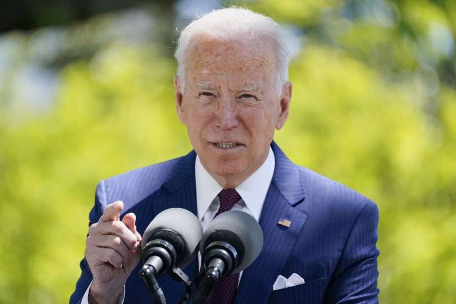 President Joe Biden speaks about COVID-19, on the North Lawn of the White House, Tuesday, April 27, 2021, in Washington.