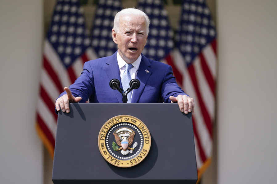 President Joe Biden speaks about gun violence prevention in the Rose Garden at the White House, Thursday, April 8, 2021, in Washington.