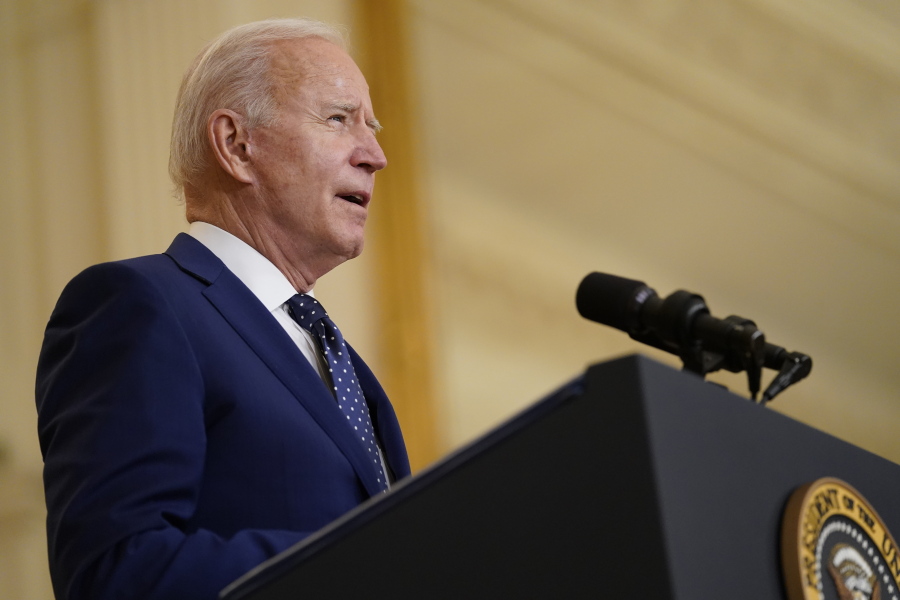 President Joe Biden speaks about Russia in the East Room of the White House, Thursday, April 15, 2021, in Washington.