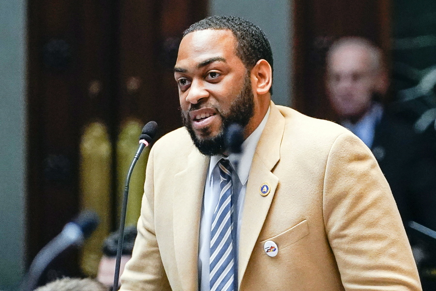 FILE - In this Feb. 19, 2020, file photo, state Rep. Charles Booker advocates for the passage of Kentucky HB-12 on the floor of the House of Representatives in the State Capitol in Frankfort, Ky. Democrat Booker, whose unabashedly progressive campaign in Kentucky came up just short in last year&#039;s Senate primary, said Monday, April 12, 2021, he&#039;s forming an exploratory committee as he weighs a follow-up Senate race in 2022 against Republican incumbent Rand Paul.