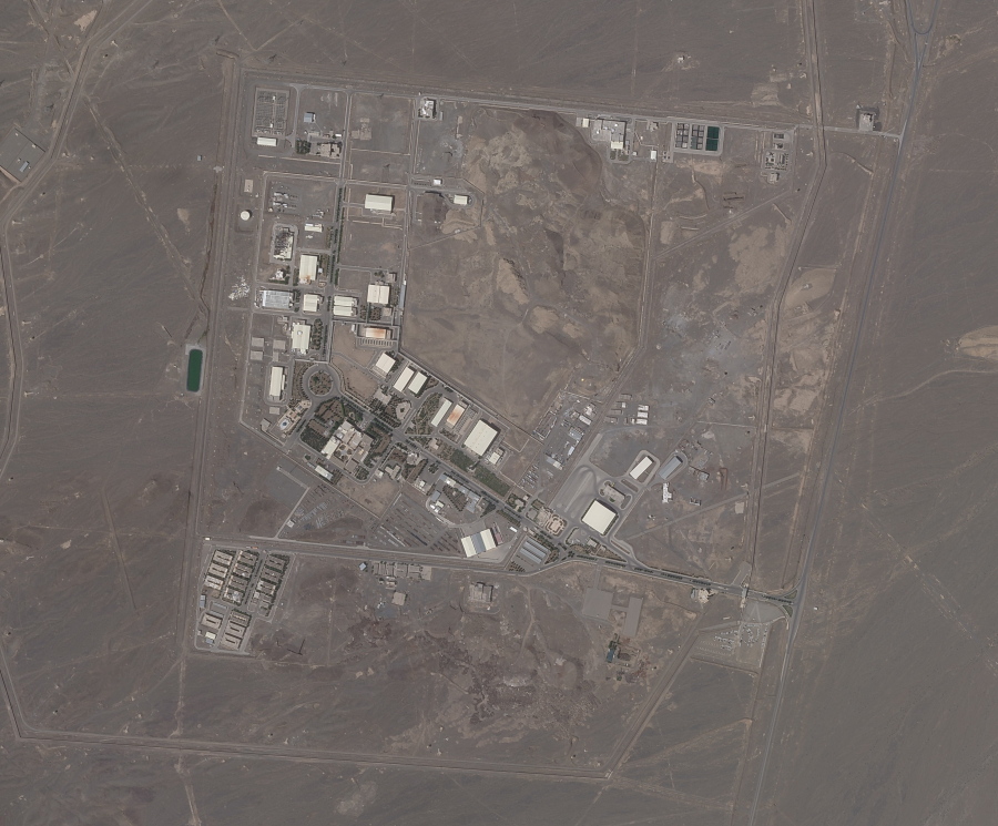 This satellite photo provided from Planet Labs Inc. shows Iran's Natanz nuclear facility on Wednesday, April 14, 2021. Iran began enriching uranium Friday, April 16, 2021, to its highest level ever at Natanz, edging closer to weapons-grade levels to pressure talks in Vienna aimed at restoring its nuclear deal with world powers after an attack on the site.